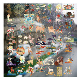 敦煌神鹿祥云UV转印贴diy手账本手机壳电动牙刷防水晶标杯贴纸