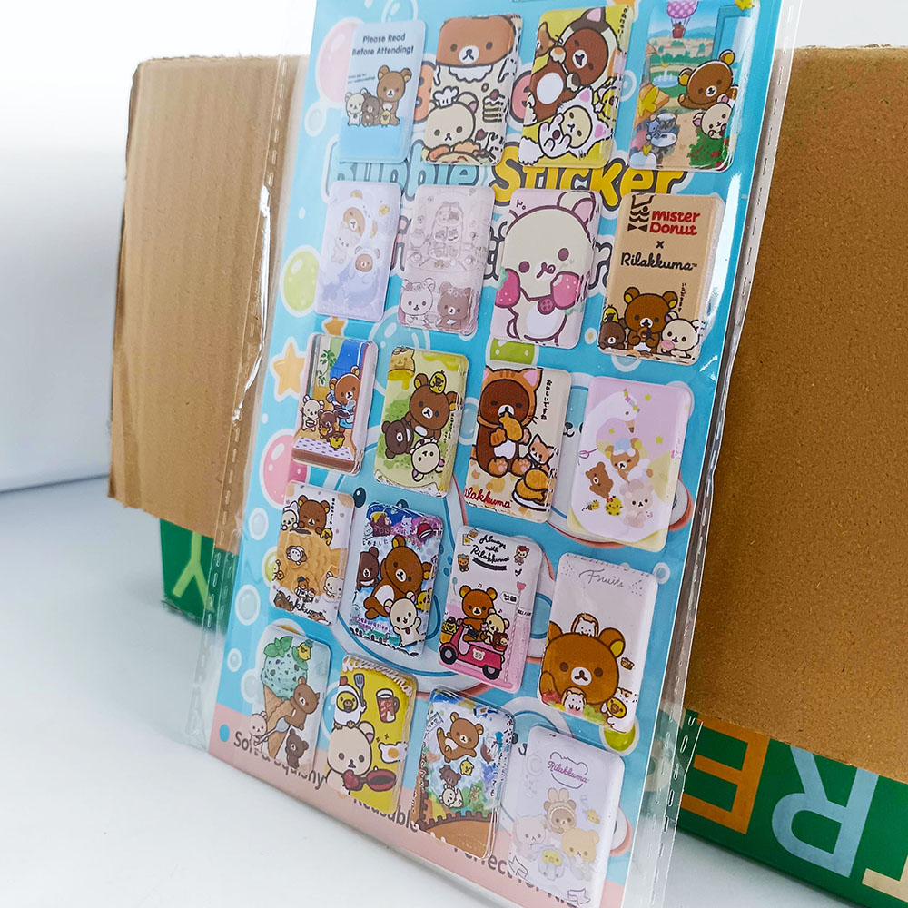 轻松熊3D加厚立体泡泡贴纸PVC人造皮革泡棉贴防水手帐本定制