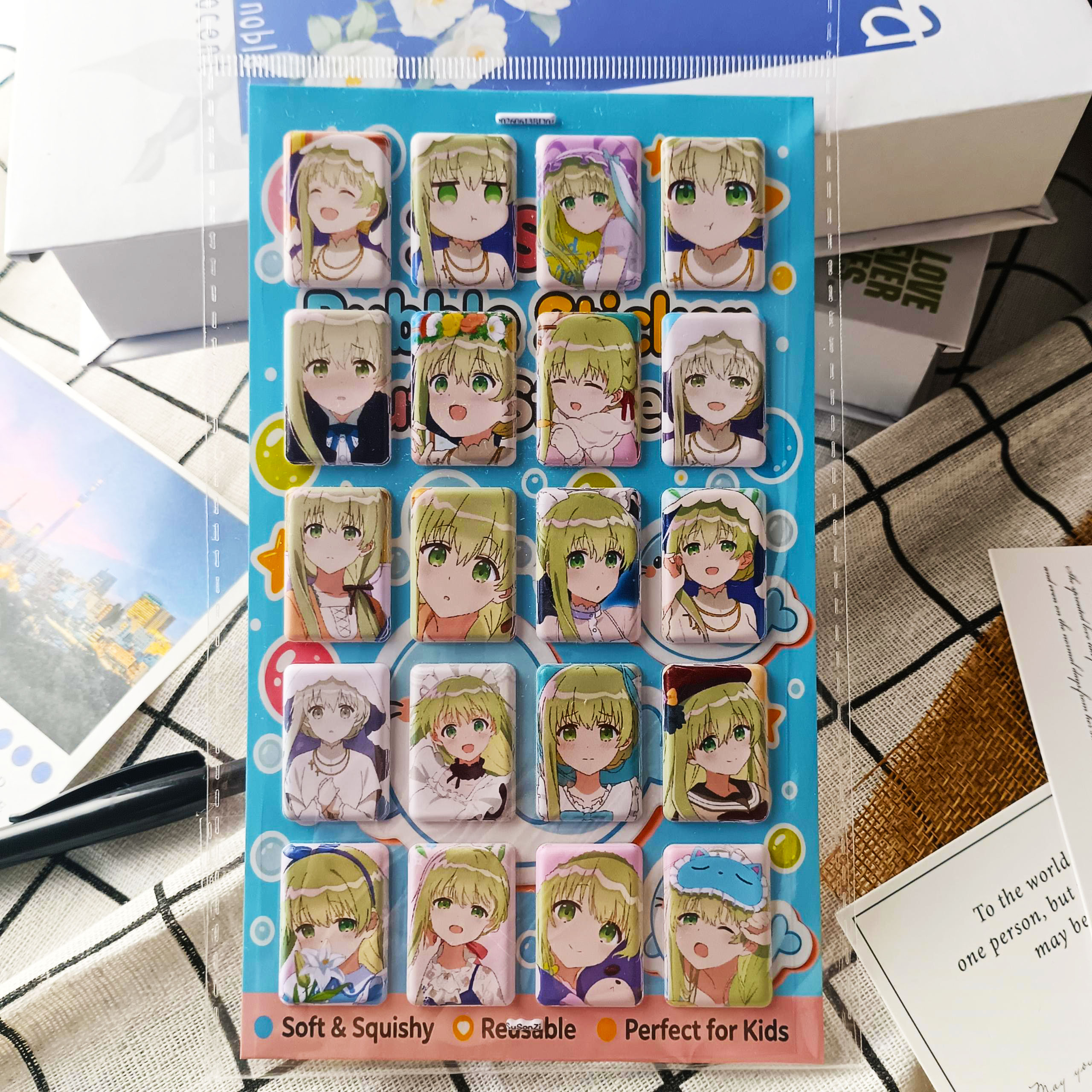 塞西莉亚3D加厚立体泡泡贴纸PVC人造皮革泡棉贴防水手帐本定制