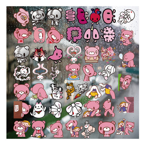 暴力熊血粉熊UV转印贴diy手账本手机壳电动牙刷防水晶标杯贴纸