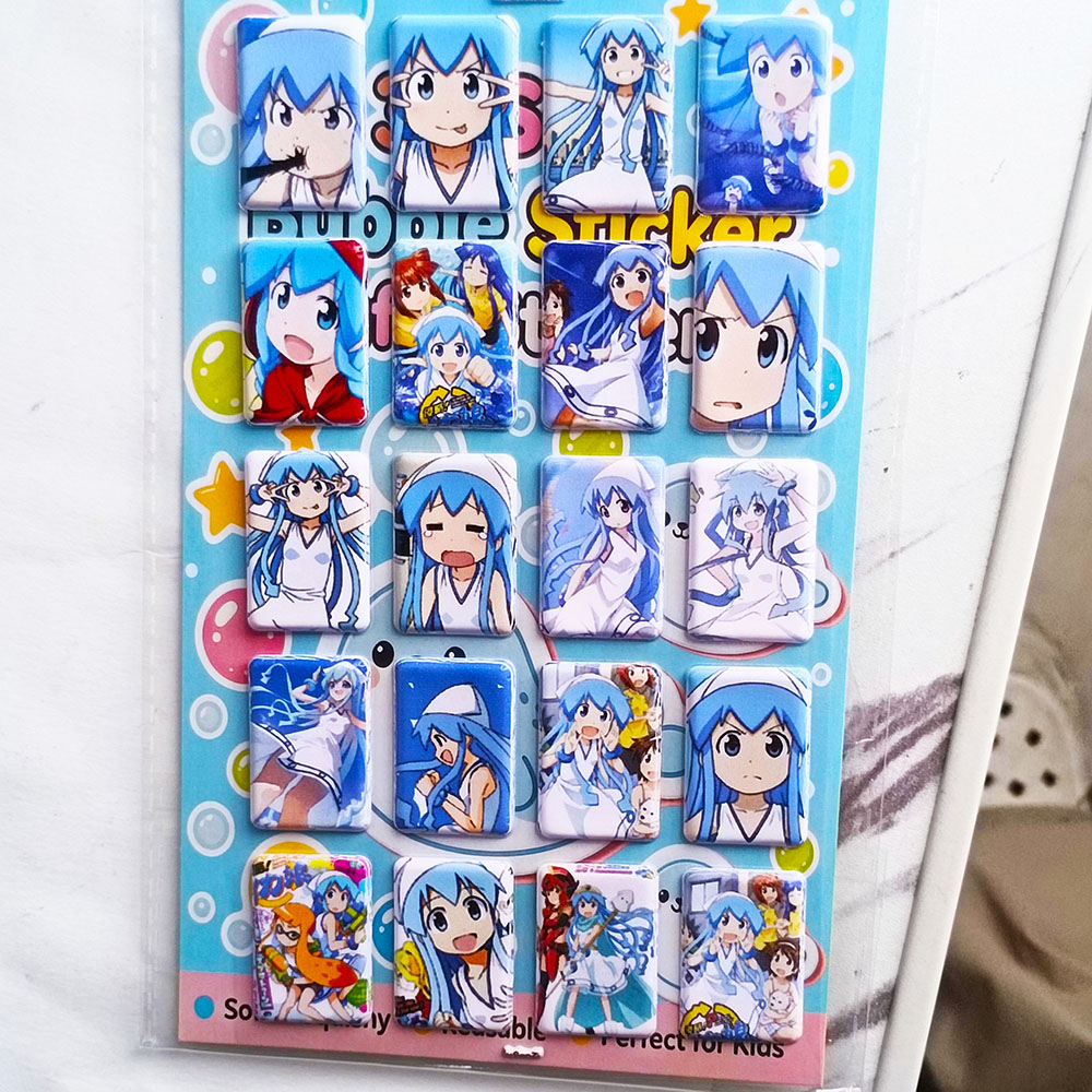 乌贼娘3D加厚立体泡泡贴纸PVC人造皮革泡棉贴防水手帐本定制