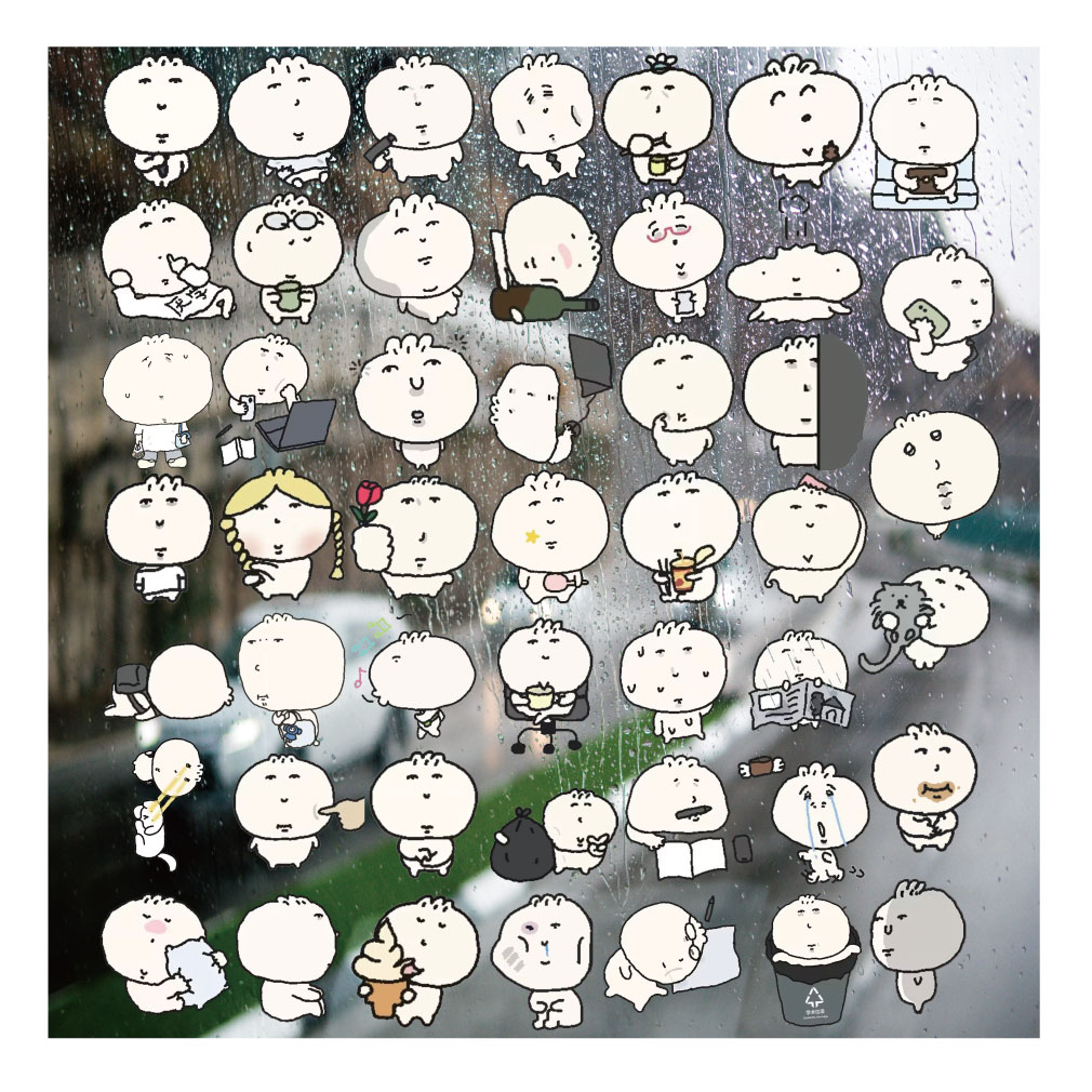 可爱包子DKUV转印贴镂空diy手账本手机壳电动牙刷防水晶标杯贴纸
