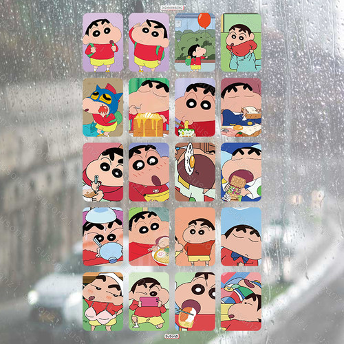 蜡笔小新方形立体防水笔保温杯装饰贴纸UV转印贴纸水晶标定制