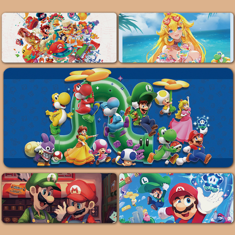 超级马里奥兄弟惊奇碧琪公主马力欧鼠标垫超大锁边