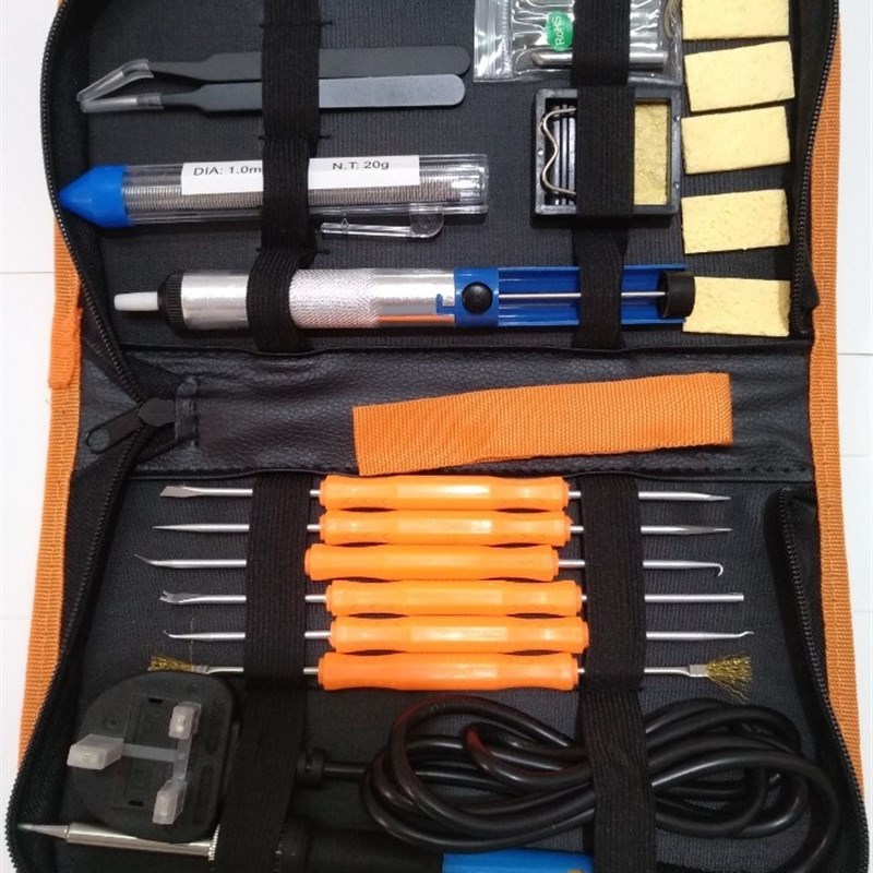 220V欧规电烙铁 110V恒温电烙铁 英规美电烙铁套装工具包 19件套