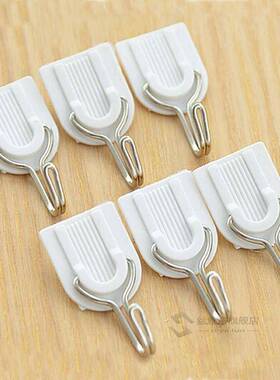 6pcs White Self-adhesive Wall Hook Hanger Plastic Sticky Doo