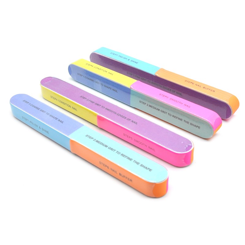 New 10 Pcs Neon Color 7 Side Nail File Buffing Block Nail A