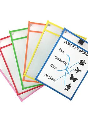 12pcs Children Dry Erase File Pockets Assorted Colors Docut