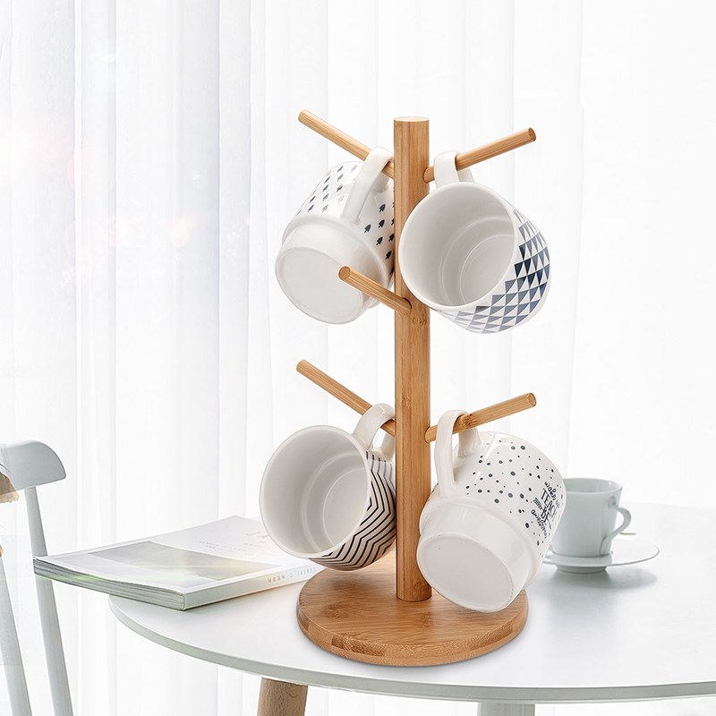 Mug Holder Tree Mug Glass Storage Rack Bamboo Cup Holder Dra