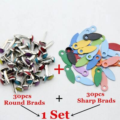 60pc Colorful 6.5MM Round Metal Rotating Locks Brads DIY Ph