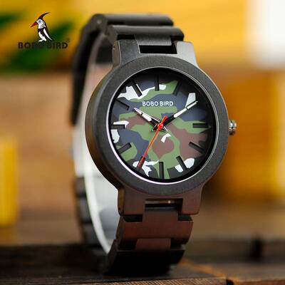 relogio masculino BOBO BIRD Wood Men Watch Male Quartz Gree