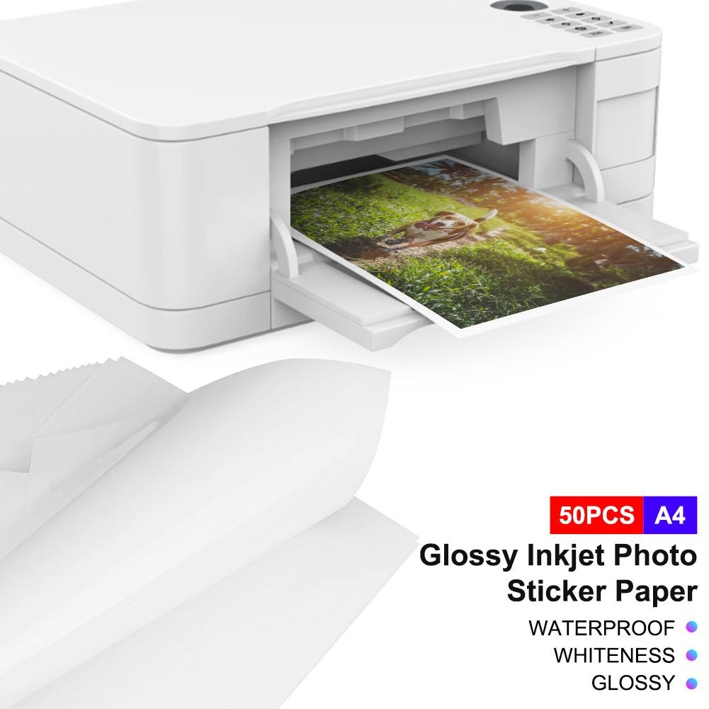 50Pcs A4 Sticker Photo Paper Inkjet Printer Label Sheets Wa