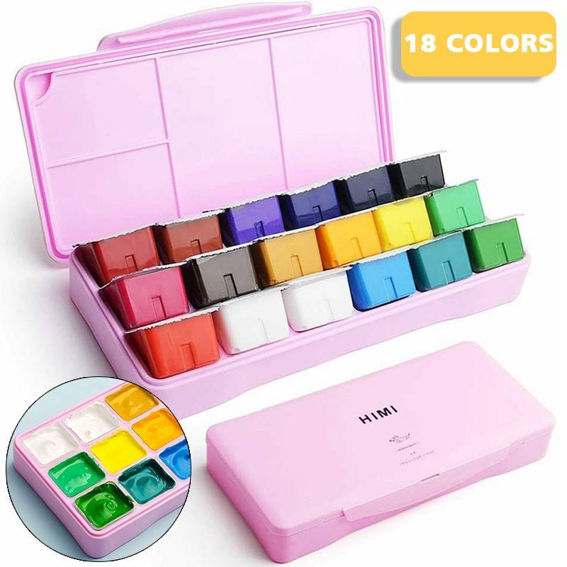 18 Colors Jelly Cup Gouache Paint Set 30ml Non-Toxic Gouache