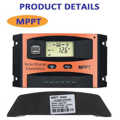 MPPT 30A/40A/50A/60A 12V 24V Auto Solar Charge Controller Du