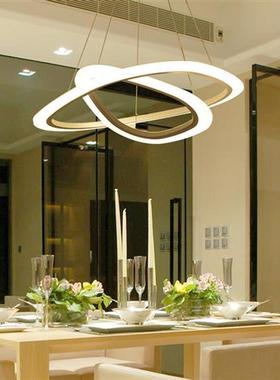 北欧创意三角圆环吊灯网红现代简约客厅餐厅复式楼梯智能吊灯