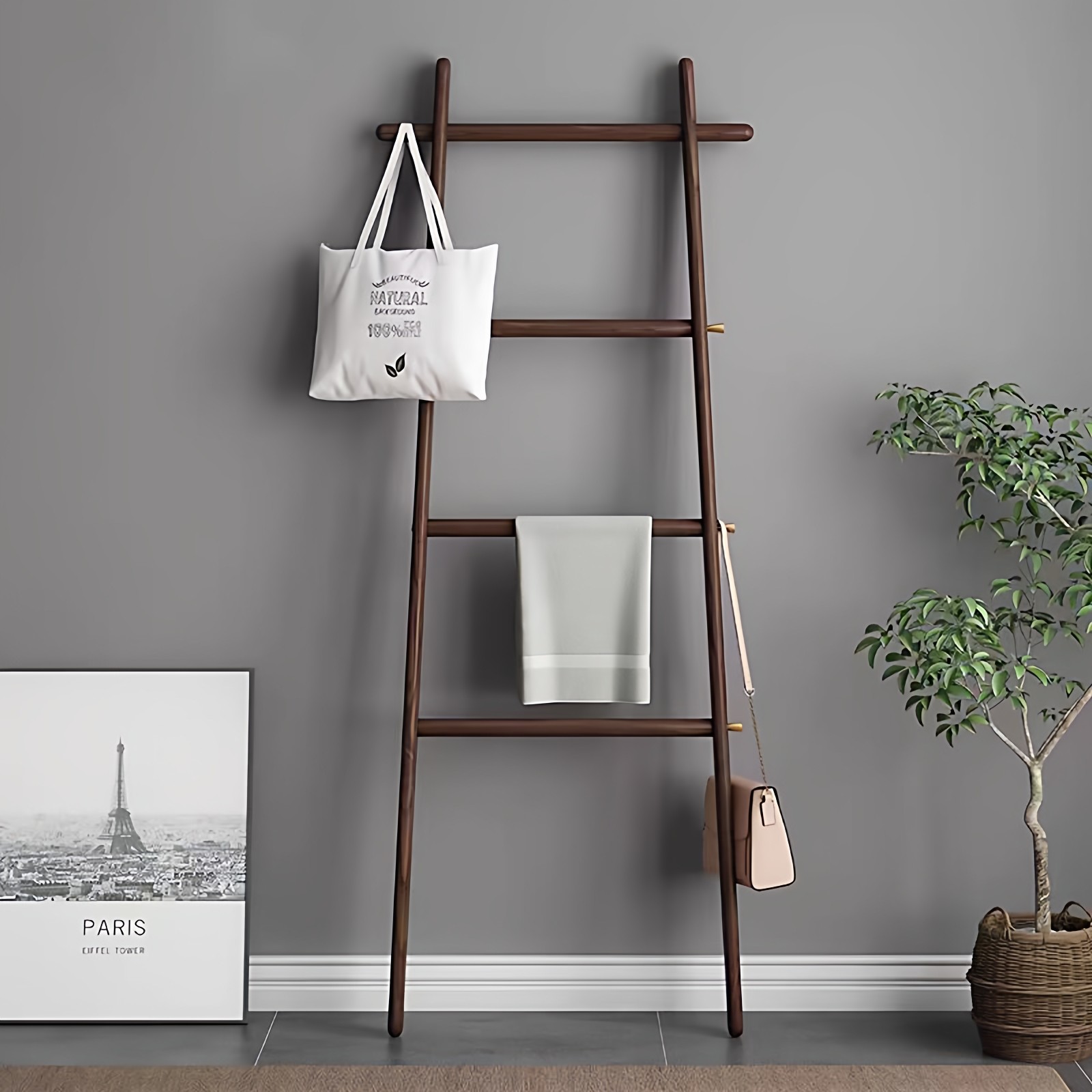 北欧实木梯形衣帽架落地式客厅浴室收纳浴巾毛巾架卧室搭衣服架子,住宅家具,衣帽架,淘宝优惠券,粉丝福利购,淘宝优惠卷