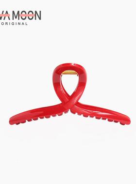 超大号15cm红色喜庆高级感抓夹女复古后脑勺鲨鱼夹发量多发抓发夹