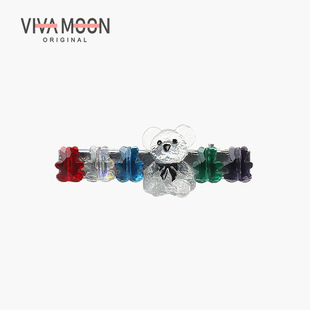 趣味气质水晶细长小熊发夹刘海侧边夹碎发清新少女小夹子后脑勺夹