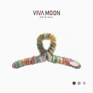 彩色毛线抓夹秋冬简约鲨鱼夹发量多发抓后脑勺大号盘发夹发饰头饰