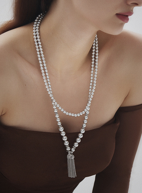 iKiCo长珍珠毛衣链新款叠戴项链