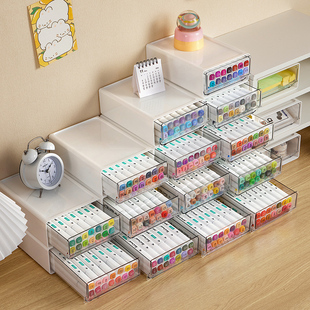 马克笔收纳盒透明创意抽屉式 儿童画铅蜡水彩筒学生多功能文具桌面