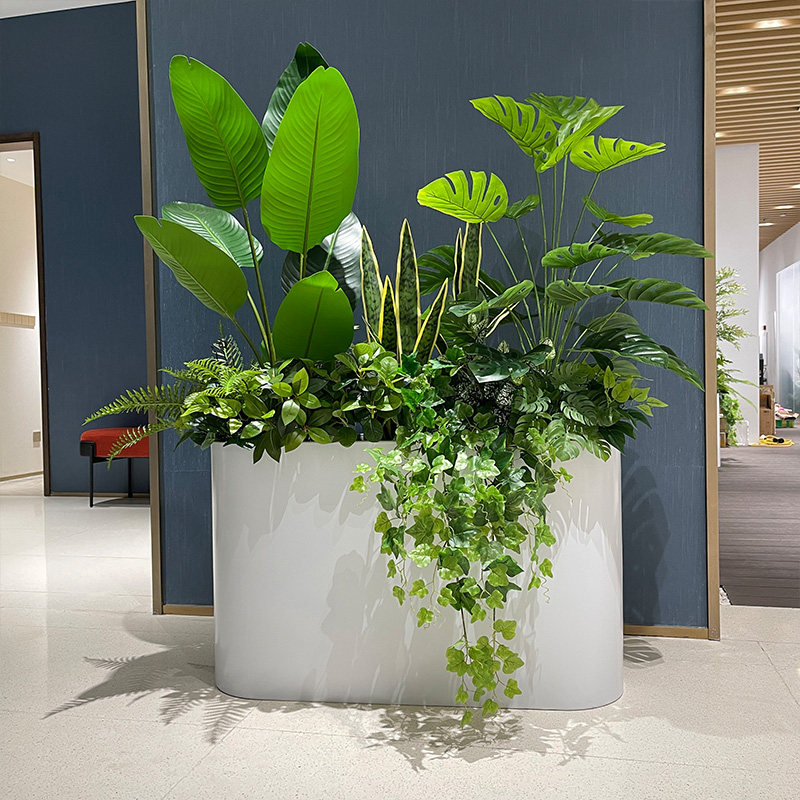 喜语仿真天堂鸟散尾葵售楼部户外落地花箱绿植酒店咖啡店植物隔断