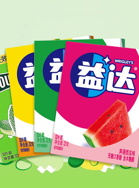 益达木糖醇无糖口香糖12片32g清新口气水果味糖果薄荷西瓜零食