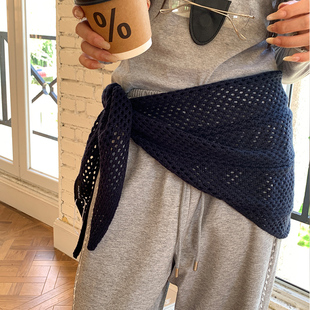 针织三角巾小披肩女外搭坎肩护颈围脖子百搭围巾腰带配饰叠穿屁帘