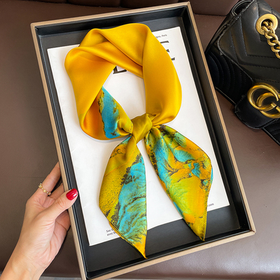 千里江山图小方巾丝巾国风女春秋