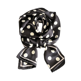 黑白波点小长条方巾丝巾女春秋冬季搭配衬衫西装大衣脖子装饰领带