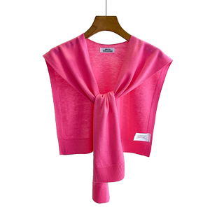 玫红色粉色针织小披肩外搭肩坎肩女春秋夏季裙子空调房护颈薄围巾