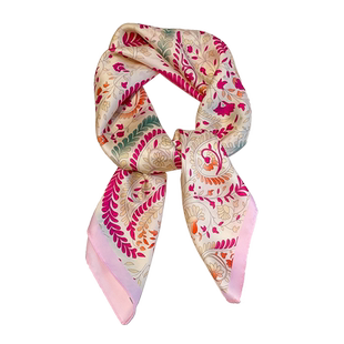 小方巾丝巾女春秋粉色碎花妈妈搭配衬衫护颈饰围脖子薄纱巾围巾70