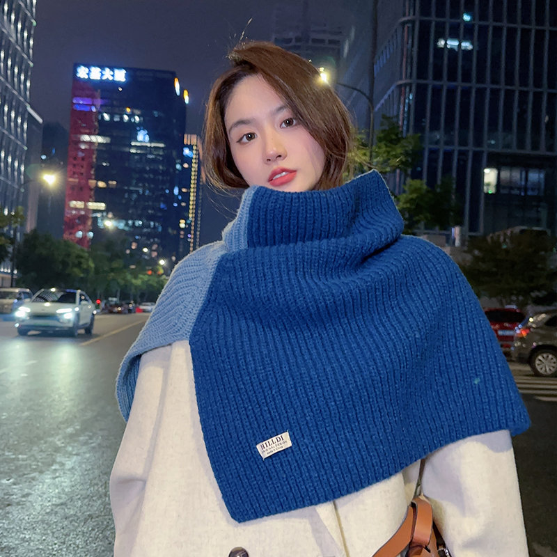 围脖套头高领护颈外搭厚披肩斗篷保暖毛衣两用针织毛线围巾女冬季