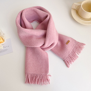 粉色毛线针织厚围巾可爱少女甜美秋冬季保暖儿童护颈短小围脖软糯
