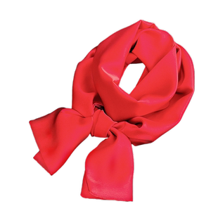 丝巾女纯中国红大红色小长条方巾纱巾春秋冬季薄围巾飘带丝带领带