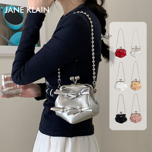 JANE KLAIN蝴蝶结零钱包个性质感口红包夏季链条女包单肩斜跨包
