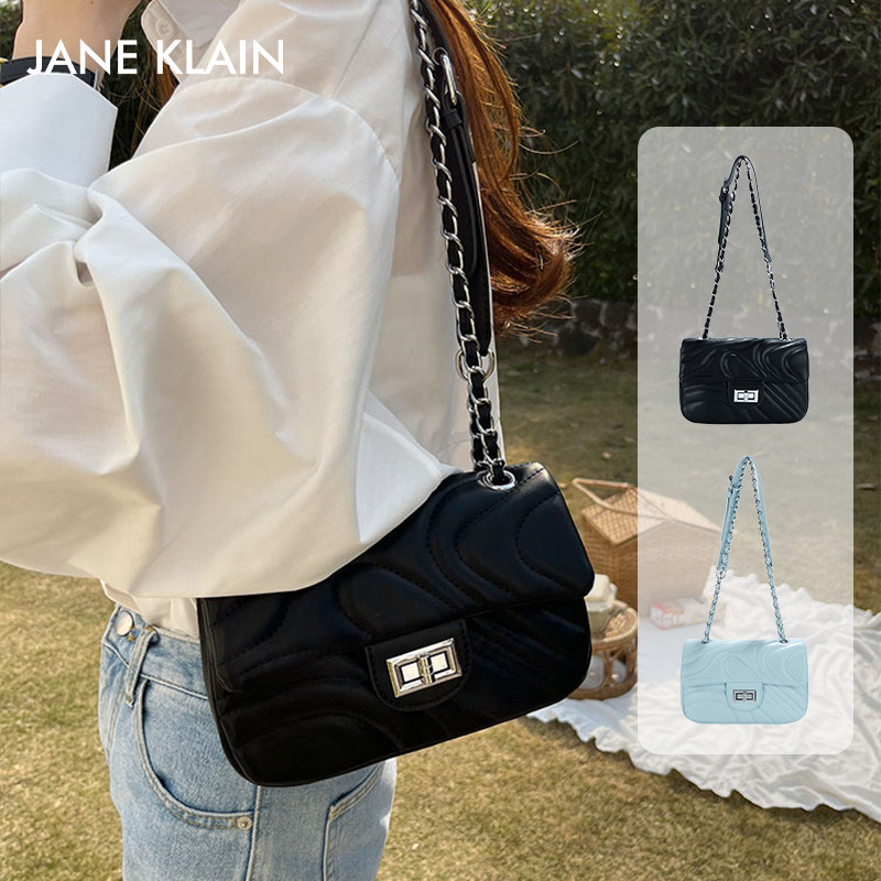 JANE KLAIN小众设计高级感小香风绣线锁扣链条包时尚百搭斜挎包