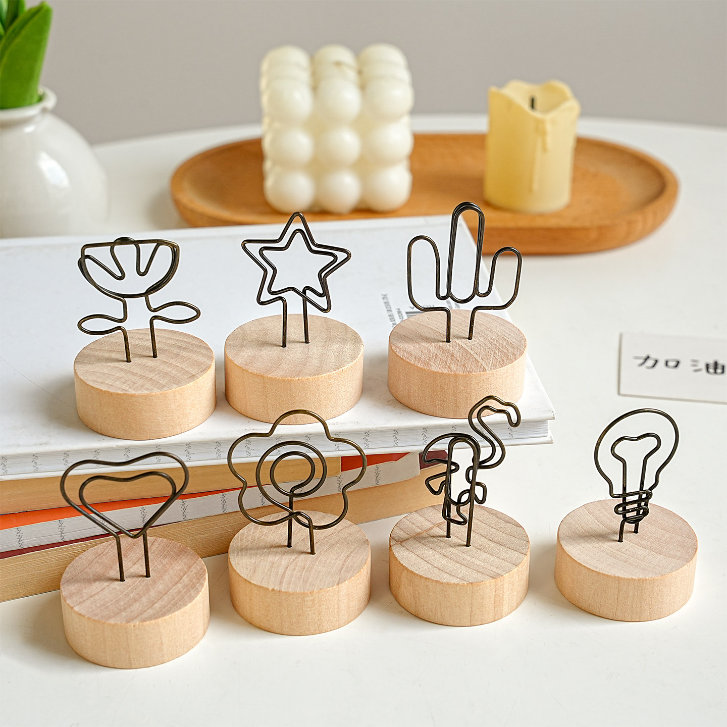 创意木质立体照片夹子办公室桌面装饰摆件可爱留言夹相片夹便签夹