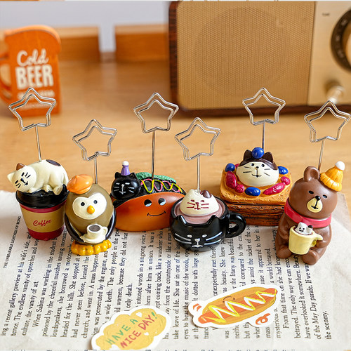 可爱小动物立式摆件照片夹便签夹