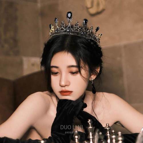 黑色皇冠十八岁生日女王冠皇冠头饰生日超仙结婚头饰18岁2026新款