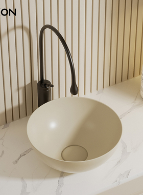 简约小户型洗手盆小号尺寸奶油彩色台上盆阳台圆形陶瓷迷你洗脸盆