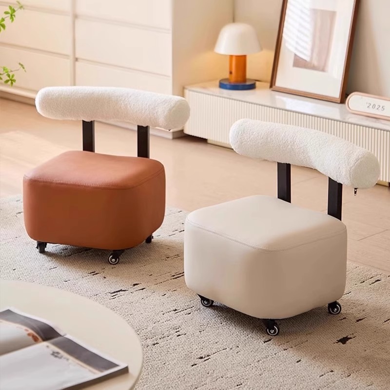 客厅小凳子家用矮凳万向轮小椅子靠背小矮凳滑轮移动凳子儿童板凳