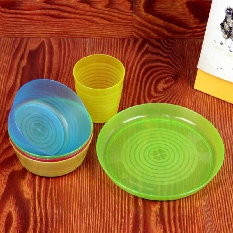 儿童塑料半透明餐具食品级果汁杯茶杯子饭碗吐骨碟幼儿园吃饭碗