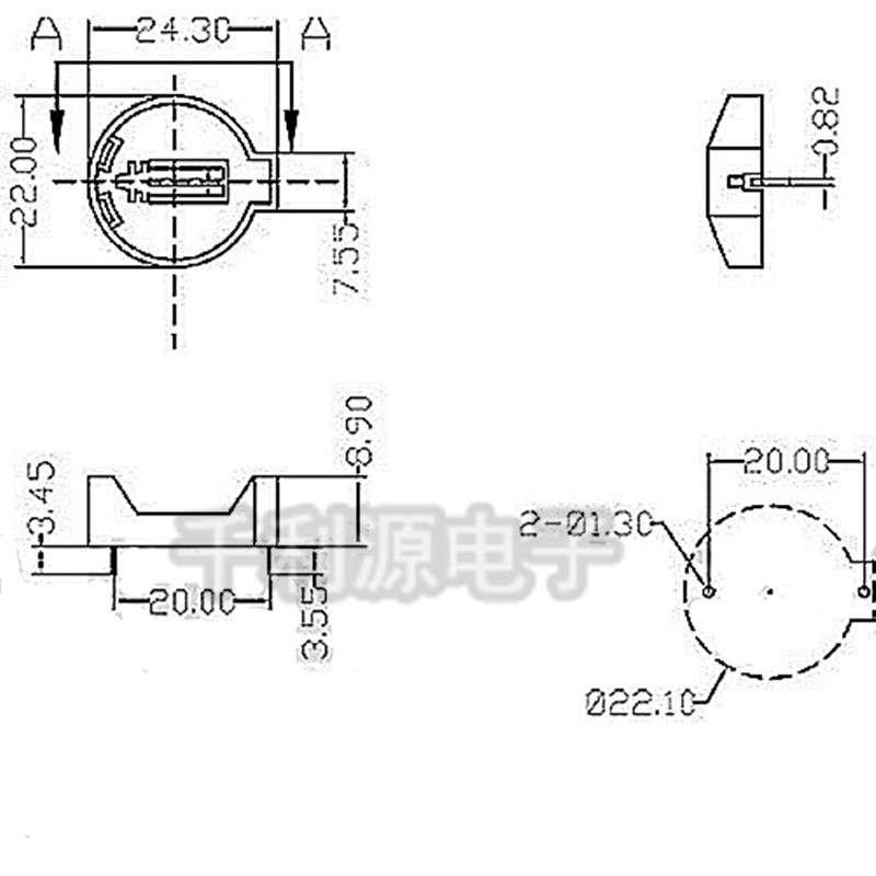 CR2032 CR2025 通用电池座 BS-2-1 3V纽扣电池座 带焊脚 全新现货