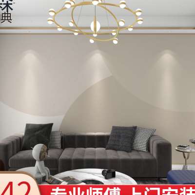 北欧简约抽象几何电视背景墙壁纸客厅沙发米色系小清新温馨墙布
