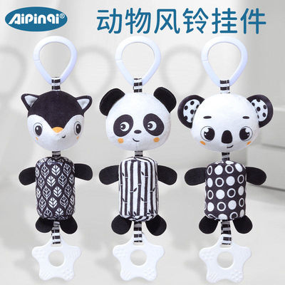 Aipinqi新款婴儿黑白风铃玩具 0-3岁安抚毛绒挂饰婴儿车挂件
