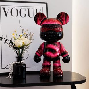 抖音网红新款手工diy流体流体熊成品客厅潮玩客厅轻奢存钱摆件