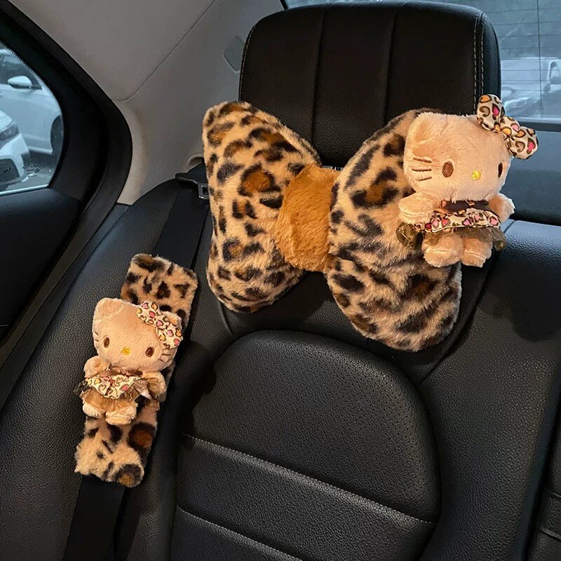 豹纹小猫高级感车载护颈枕