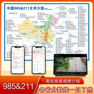 全国985211高校分布图重点高校文化墙贴励志挂图