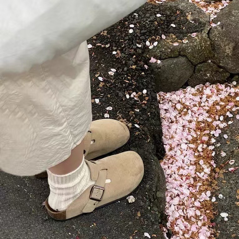 勃肯鞋女外穿包头半拖懒人一脚蹬